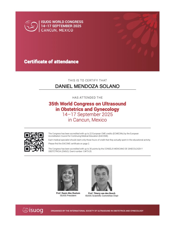 Certificado de Asistencia ISUOG 2025